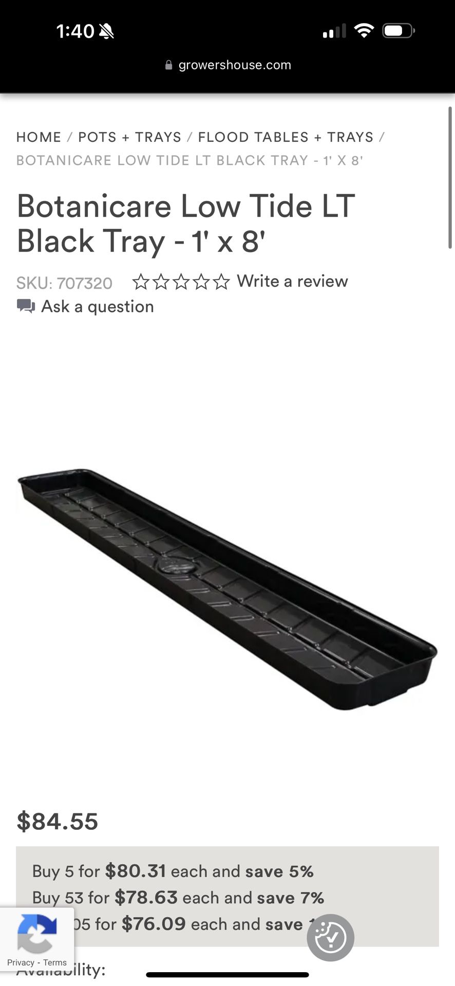 Growing Tray BOTANICARE 1X8
