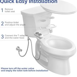 Bidet Attachment for Toilet, Self-Cleaning Dual Retractable Nozzles Bidet, Non-Electric Adjustable Water Pressure for Hygienic Rear & Feminine Wash, E