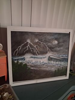 Original Framed Stormy Seascape Painting
