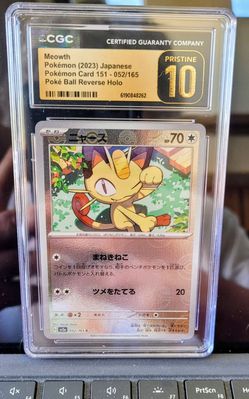 Meowth CGC Pristine 10 Pokémon  graded slab Card 151 052/165