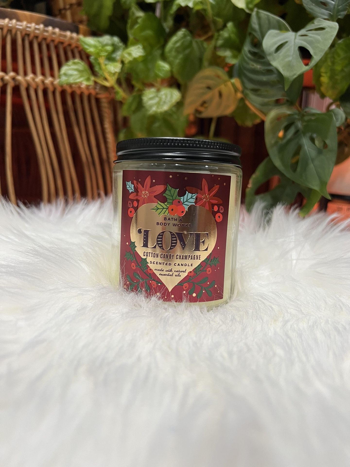 New Bath & Body Works Love Cotton Candy Champagne 7 oz Single Wick Jar Candle with Lid