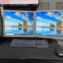HP Desktop Computer With 2  Scerrn