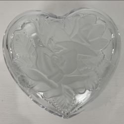2 Half Heart Rose Printed Glass Serving Bowls