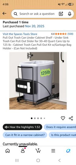 Under sink trash shelf
