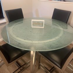 High End Dining Table w/ Genuine Leather Chairs