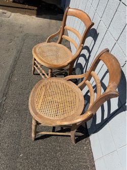 ladder back Vintage chair, Victorian cane seat, ladder back