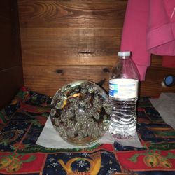 Art Glass Controlled Bubble Paperweight Sphere