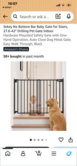 Sekey No Bottom Bar Baby Gate Black