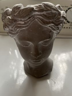 Greek/Roman Style Female Statue Head Cement Planter