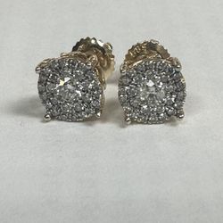 14K Diamond Earrings With Screw Backs 