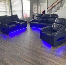 3PC Modern Power recliner sofa set Black