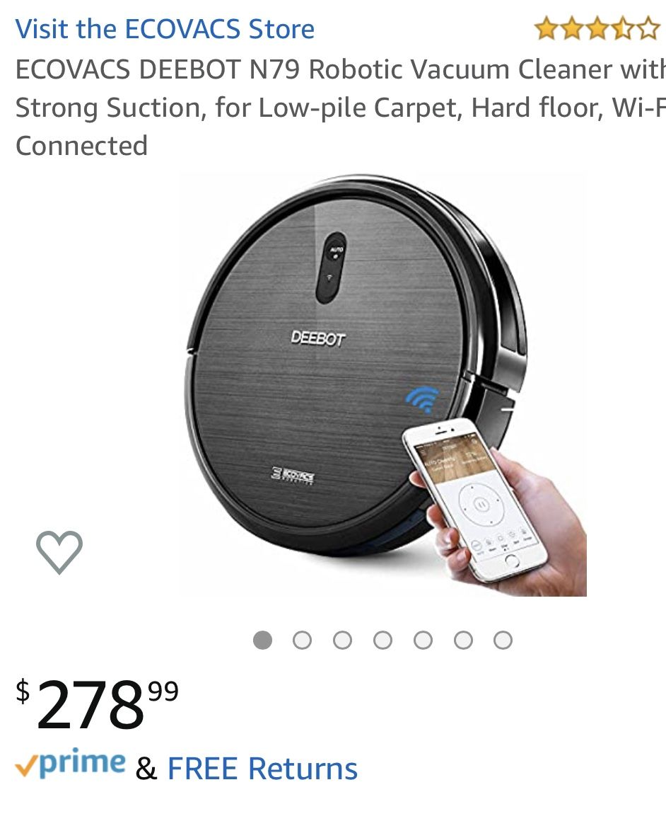 ECOVACS DEEBOT N79 Robotic Vacuum Cleaner with Strong Suction, for Low-pile Carpet, Hard floor, Wi-Fi Connected