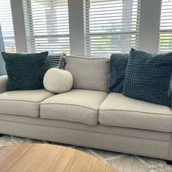 (2) Neutral Beige/Linen colored sofas