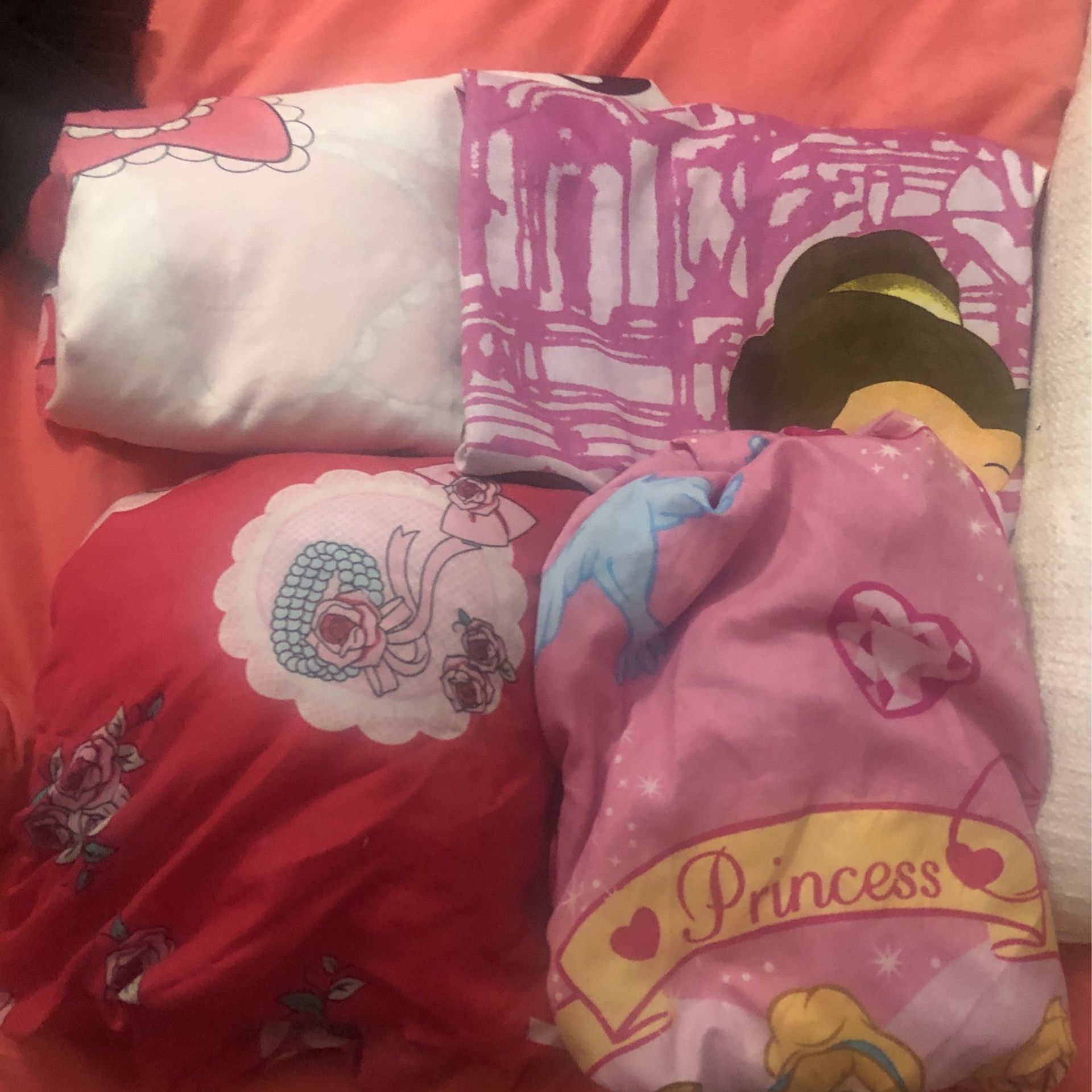 Twin  Sheet For Bed, Princess, Hello Kitty And Minnie