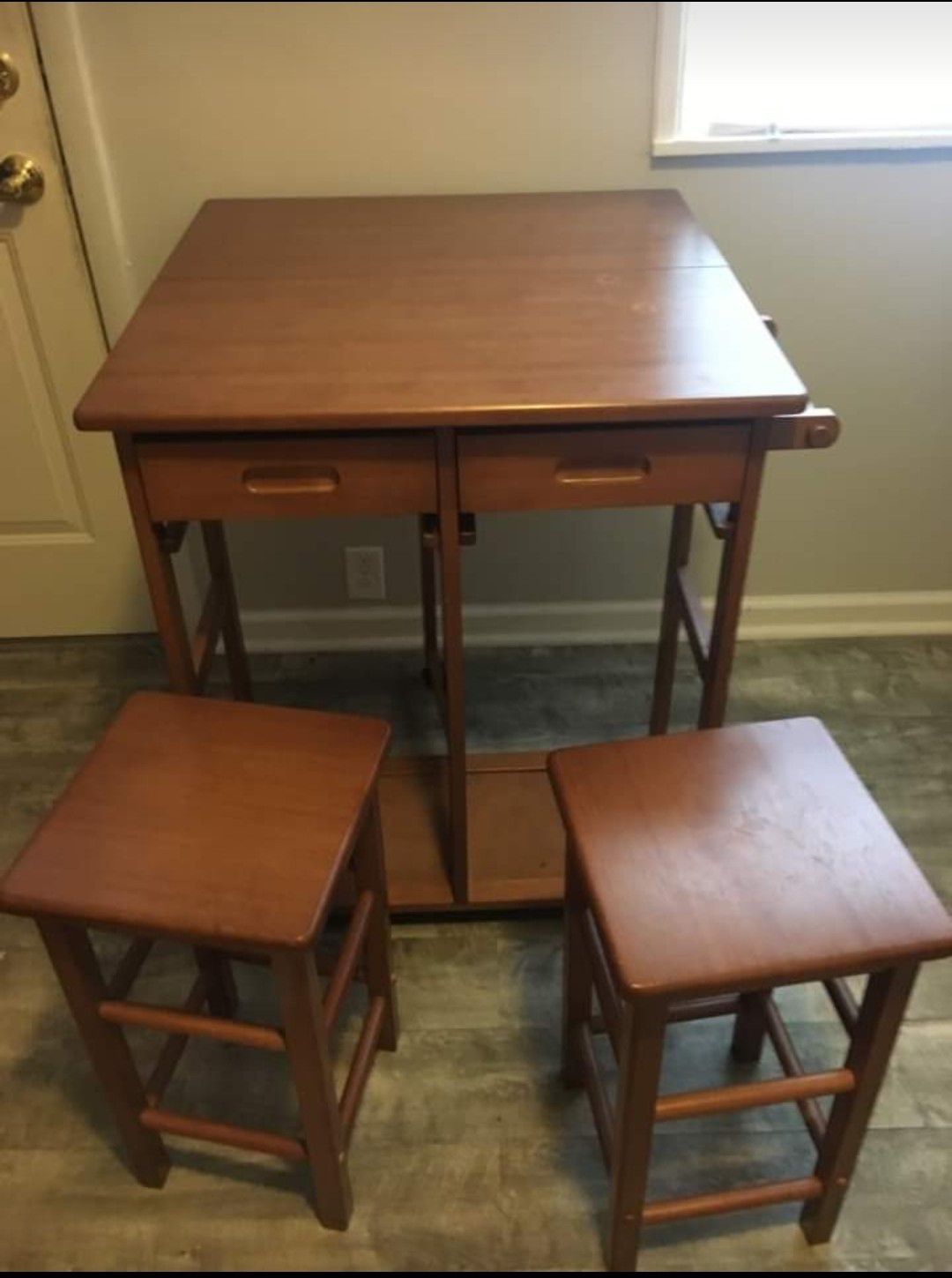 Folding table with 2 stools