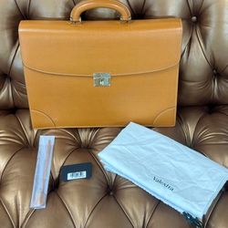 NEW STICKERS Rolex Valextra Havana Brown Leather Briefcase Very RARE TAG KEY DUST BAG FULL SET