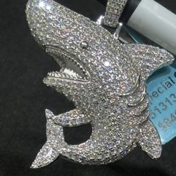 NEW Shark Attack Moissanite SS 4.21ct Pendant VS, D Color