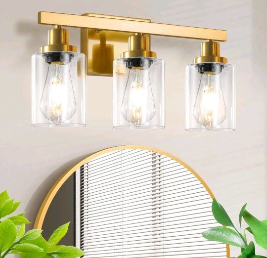 Dikaida 3 Light Gold Bathroom Light Fixtures Bathroom Vanity Light Over Mirror