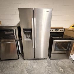 Whirlpool Stainless Steel Appliance Set - Fridge, Range, Microwave, Dishwasher