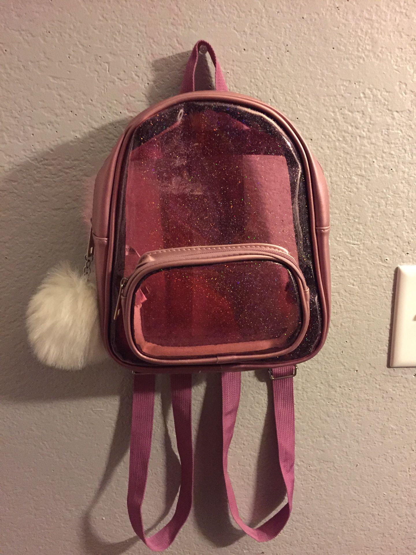 Clear pink backpack