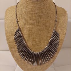 Natasha Silver Tone Spike Fringe 18" Necklace