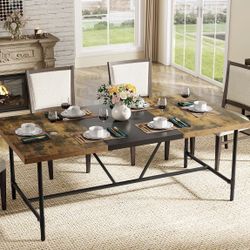 F1595 Rectangle Dining Table, Industrial Breakfast Dinner Table for 6-8 people