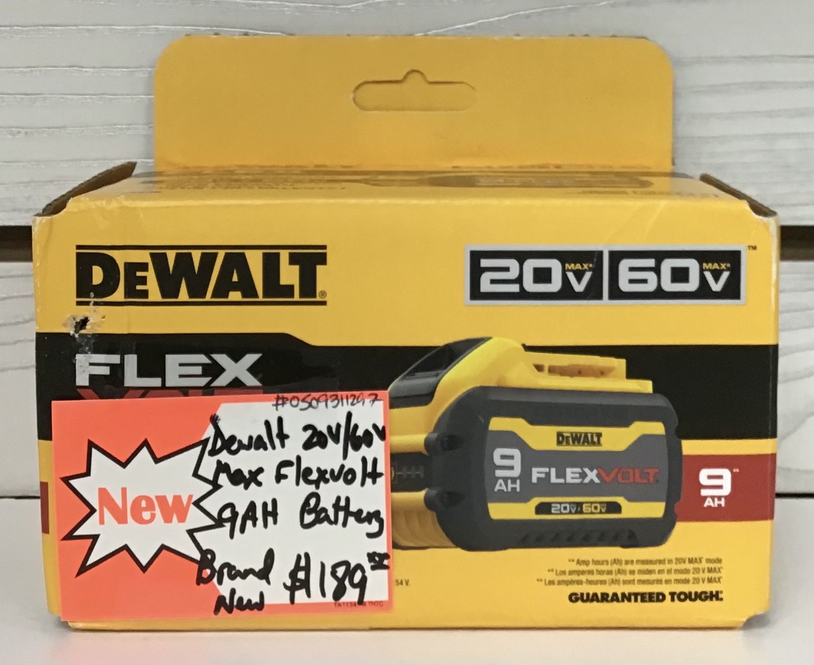 Dewalt 20V/ 60V Max FlexVolt 9AH Battery Brand New