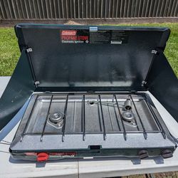 Coleman Propane Stove 2 Burner Electronic Ignition Used 2 Times Model  5435C700 LIKE NEW

Pick up in Deer Park Texas 77536 