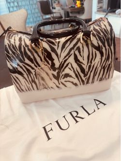 Furla Black/White Zebra Print Candy Bag