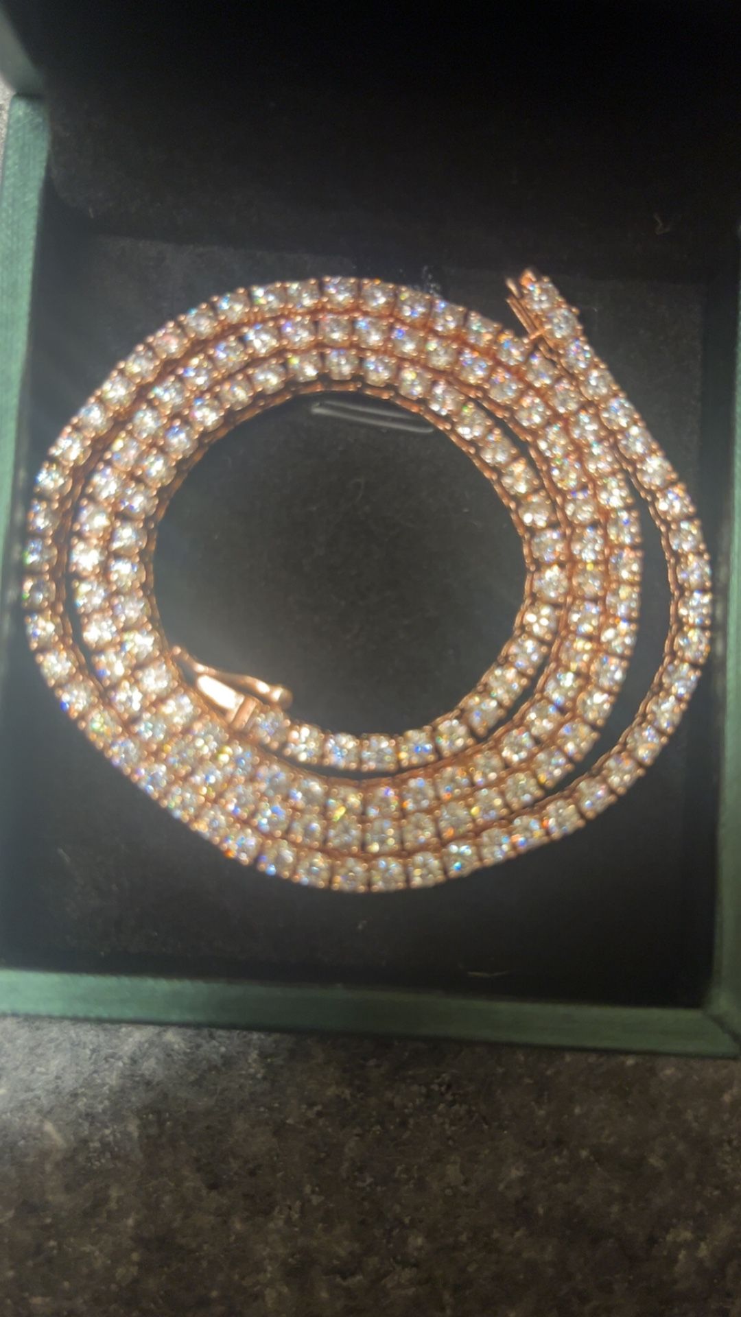 10k Rose Gold Diamond Tennis Chain