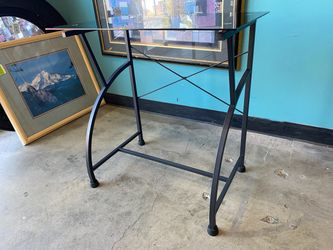 Black Metal Desk with Black Glass Top