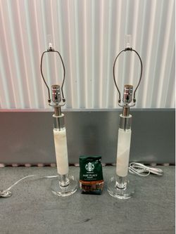 Two acrylic and stone  lamps for sale