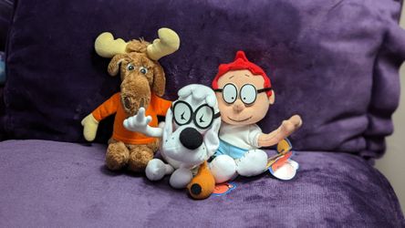 Vintage 1982 Bullwinkle Plush And 2 Other Bean Bag Plush Lot