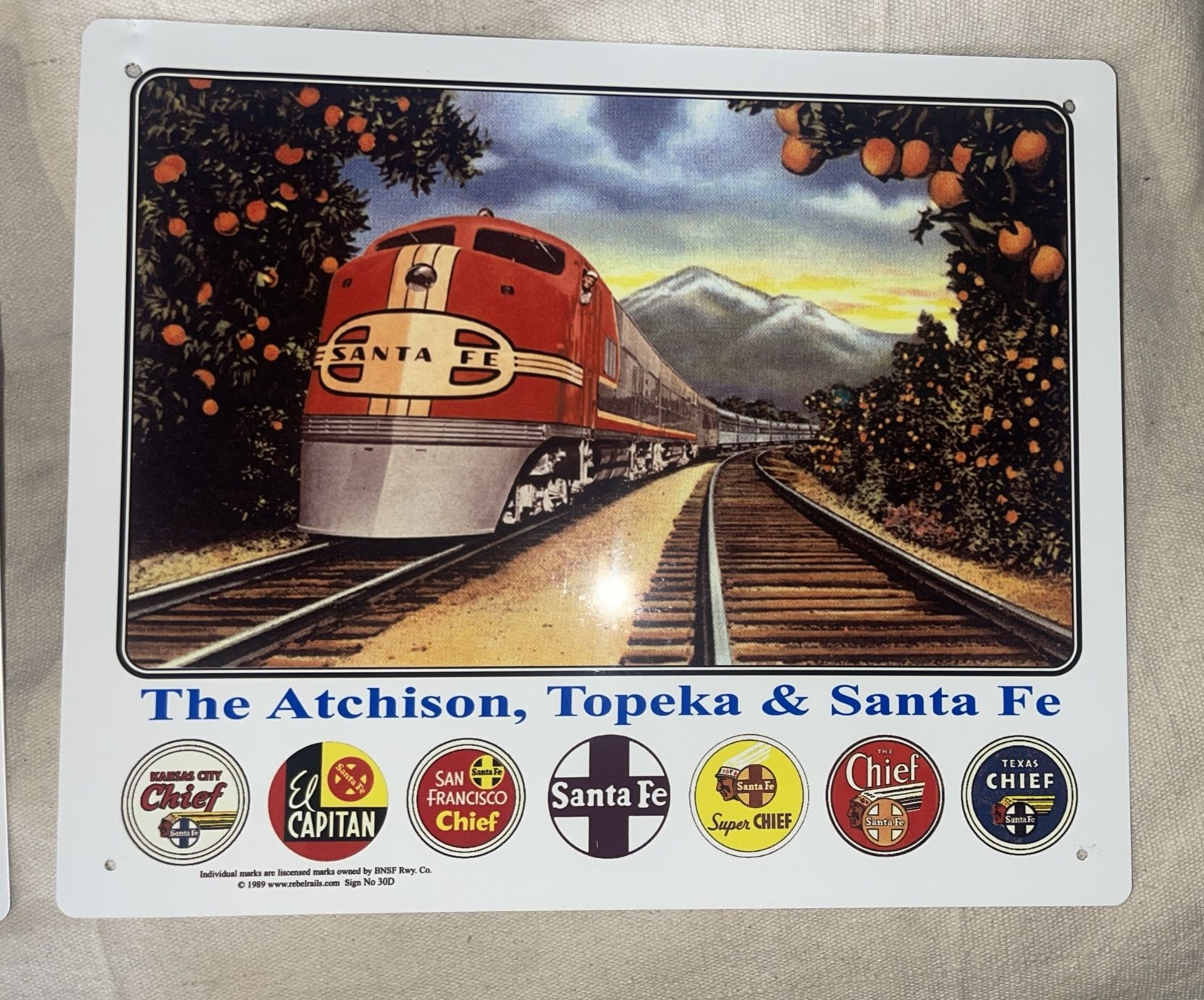 METAL TIN RAILROAD TRAIN SIGN 10" x 12"