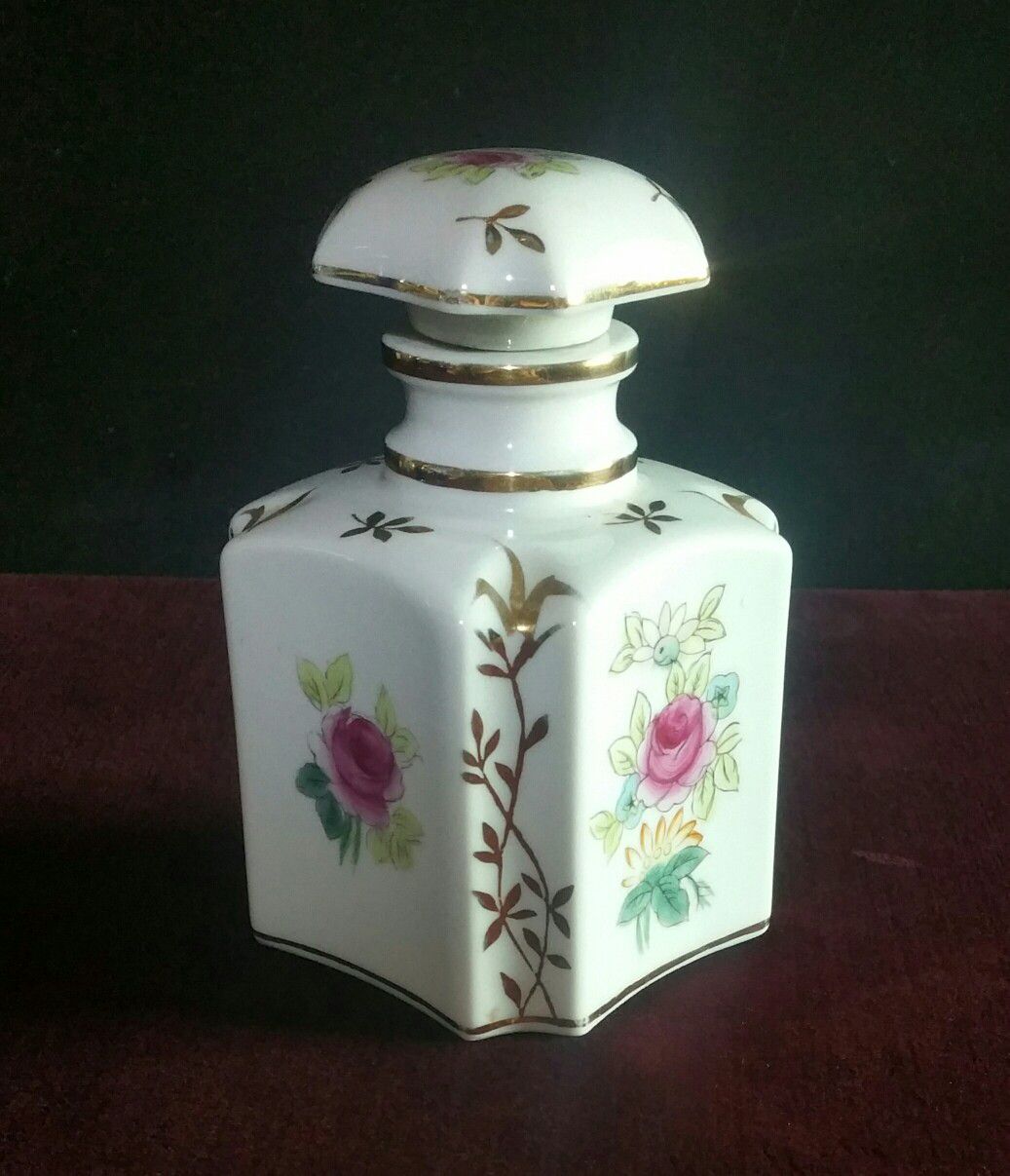 Beautiful An Irice Product Hand Painted Porcelain Floral Perfume Bottle