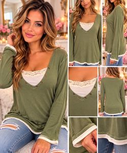 NWOT Vintage green cotton Top-L