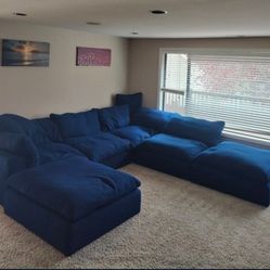 Restoration Hardware Modular Sectional Couch Sofa 6 Pieces Blue