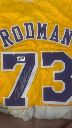 Dennis Rodman signed authenticated Los Angeles lakers jersey #73 in classic gold/yellow