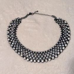 Necklace Choker Elegant Silver Rhinestone Statement Necklace