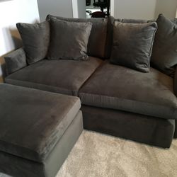 Crate & Barrel Dark Grey Couch & Ottoman