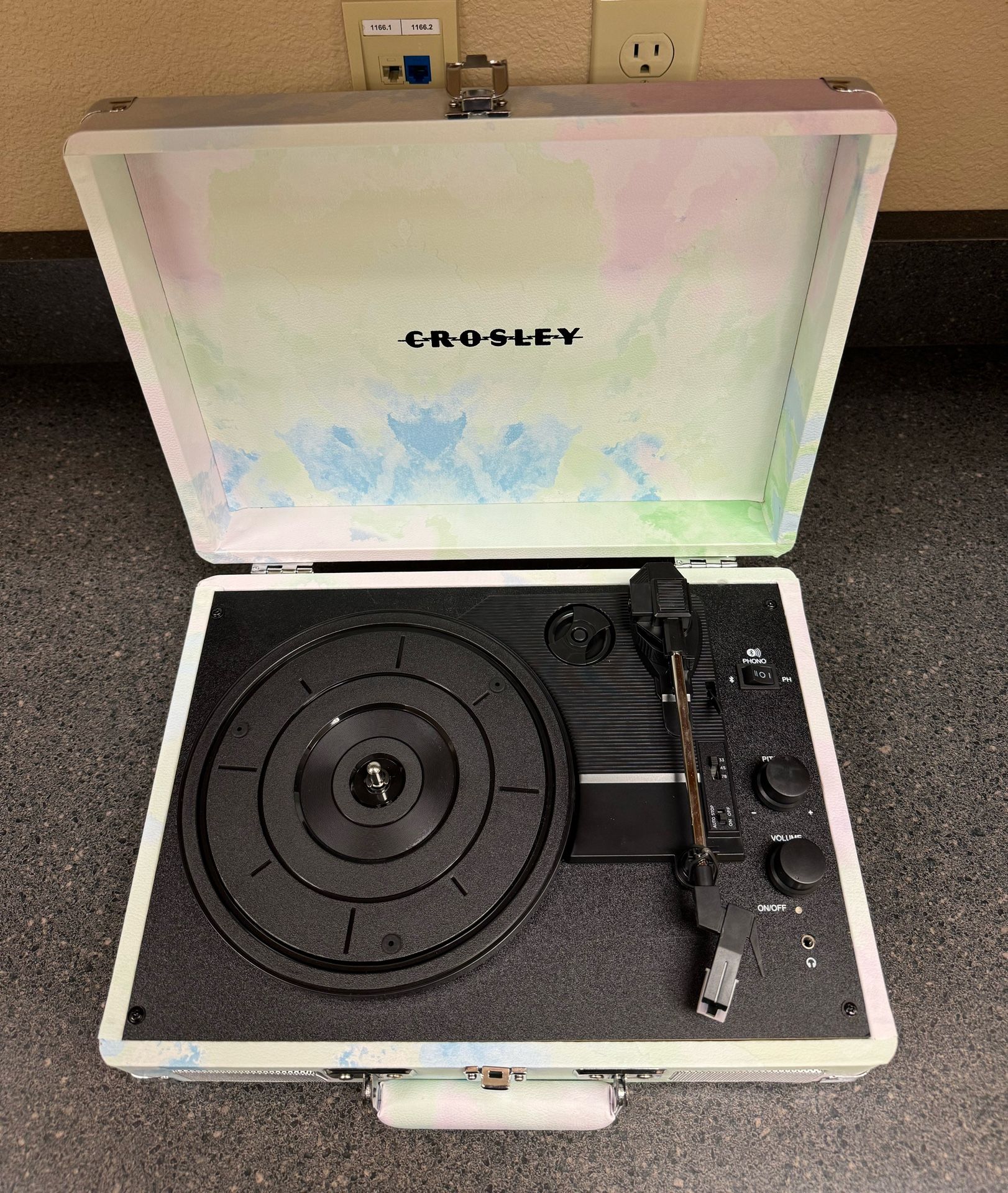 Record Player by Crosley, Green Watercolor