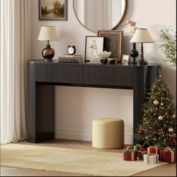 Console black modern table narrow desk