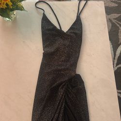 Charcoal High Low Glitter Dress 