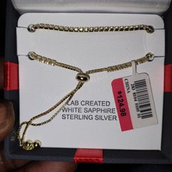 Lab Created White Sapphire Sterling Silver Bracelet 