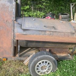 Homemade Smoker/Grill With Trailer And Lights In Good Condition 