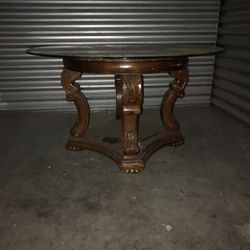 Big Round Table With Glass Top Going Cheap Must Go