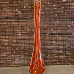 20" Viking Persimmon Amberina Draped Swung Vase