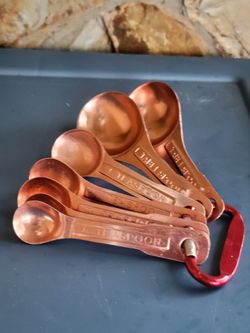 U.S. ST’D Copper Clad Aluminum Measuring Spoons Vintage Utensils Set of 7