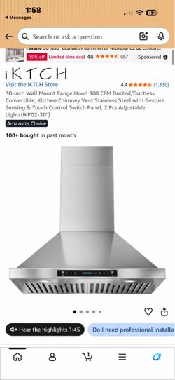 IKTCH 30 inch wall mount range hood