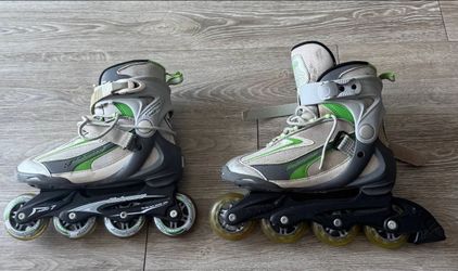 Bladerunner Advantage Pro Inline Skates Adult Size 8 Gray Green Adjustable Pair